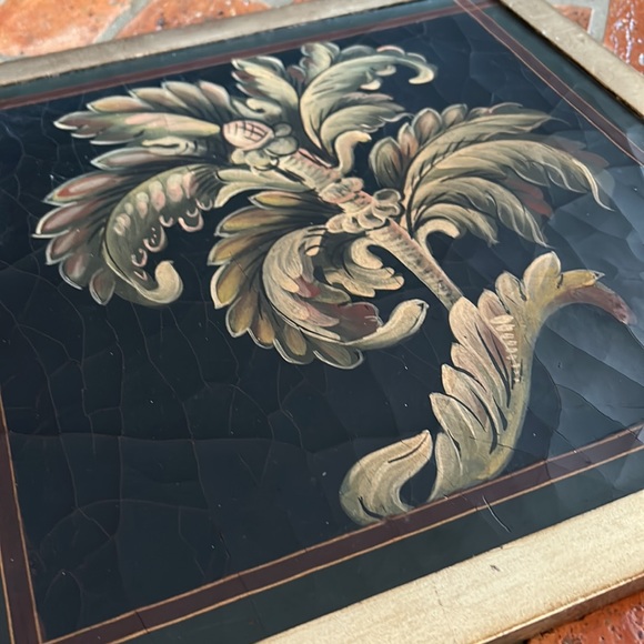 Vintage Fleur De Lis Crackle Framed Artwork - Picture 4 of 10